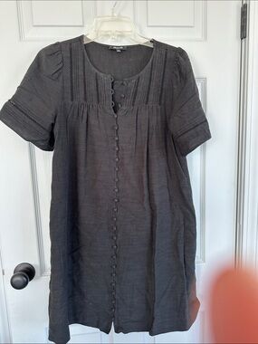 Madewell Black Button-Front Short Sleeve Tunic